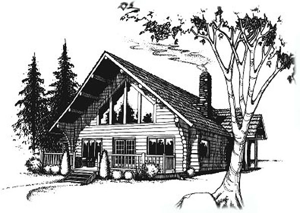 Graphic art - Log cabin house